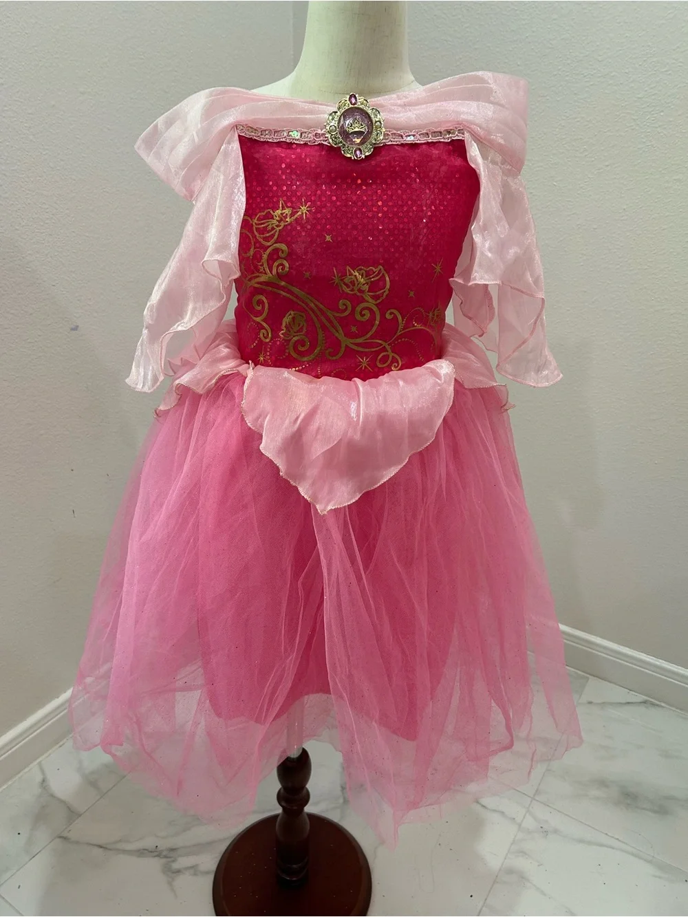 Disney Sleeping Beauty Princess Aurora Tulle Costume Dress, Girls Size 5/6